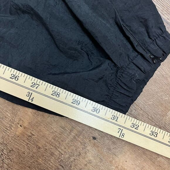 Vtg 90's Nike Trackpants Swoosh Black Joggers Men's L Zip Ankle Nylon - Picture 8 of 10
